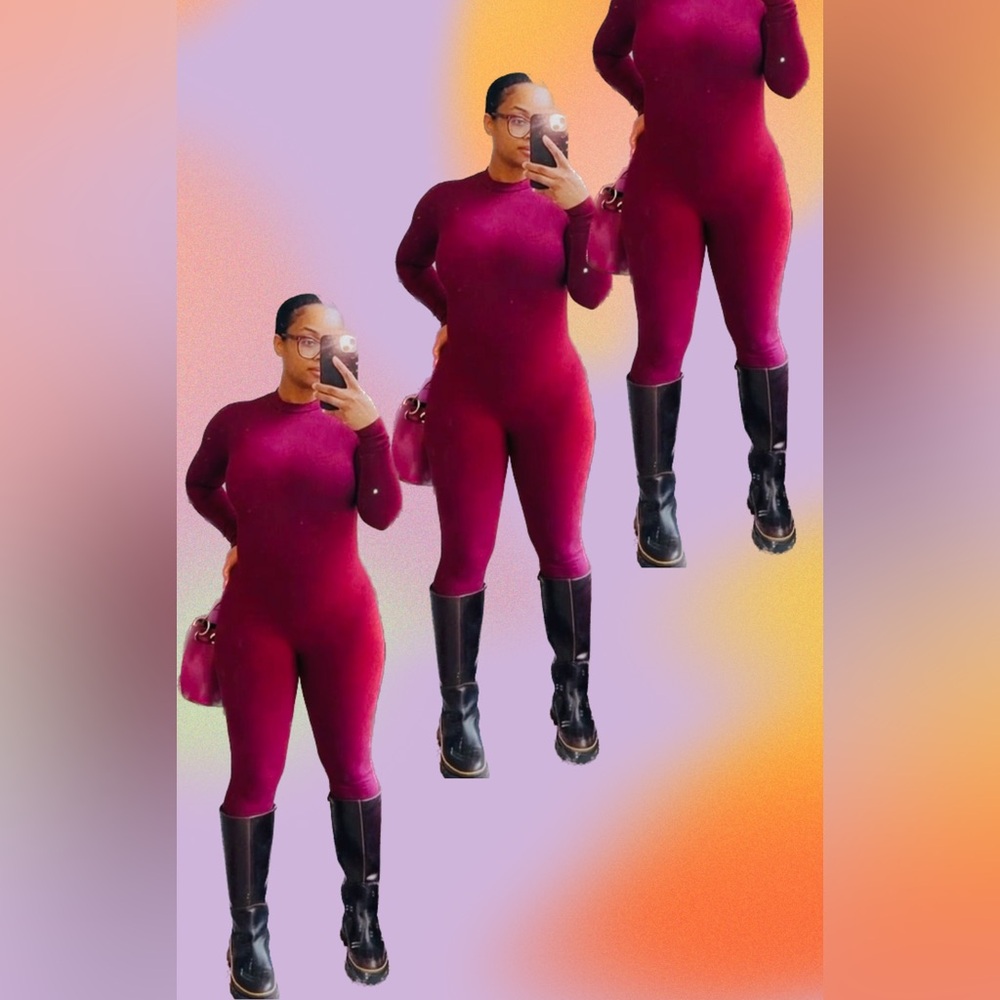 Ribbed Sleeveless Bodysuit – Burgundy/Wine, S & M